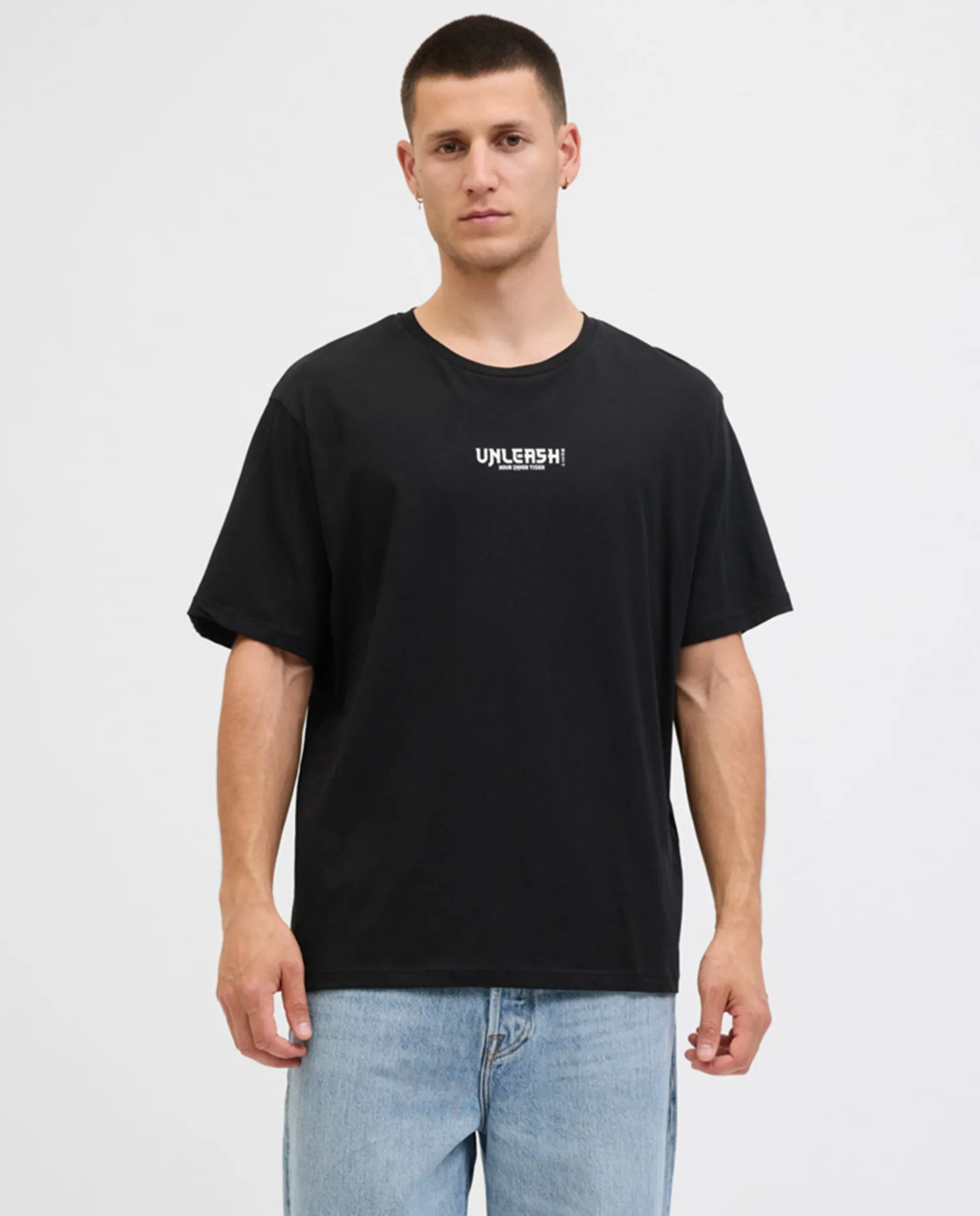 

Мужская футболка с коротким рукавом и принтом на спине Jack & Jones, черный