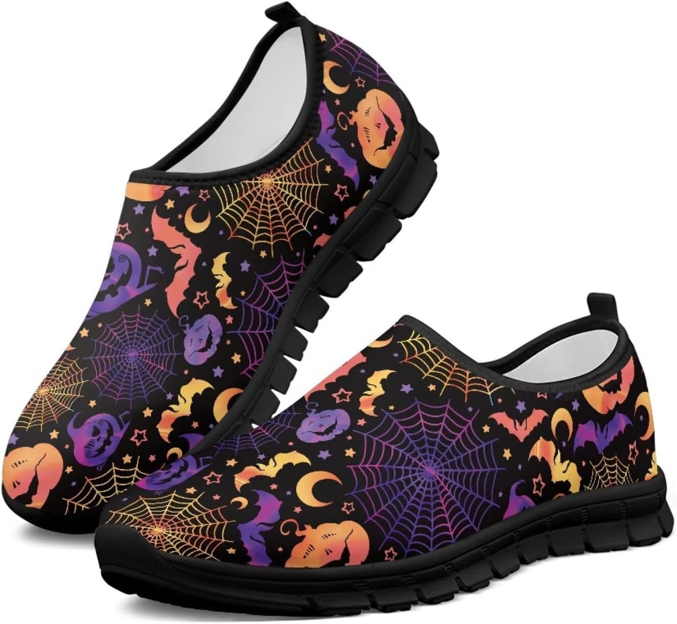 

Женские кроссовки широкого размера для бега по дороге, ультралегкие теннисные кроссовки для тренажерного зала, тренировок и ходьбы Chririnla, Cute Spider Web Pumpkin Ghost Face