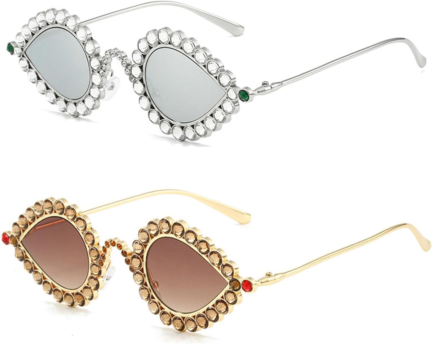 

willochra Милые солнцезащитные очки «кошачий глаз» с бриллиантами для женщин, забавные очки с губами, роскошная хрустальная сексуальная оправа, очки со стразами, 2pcs-brown&sliver