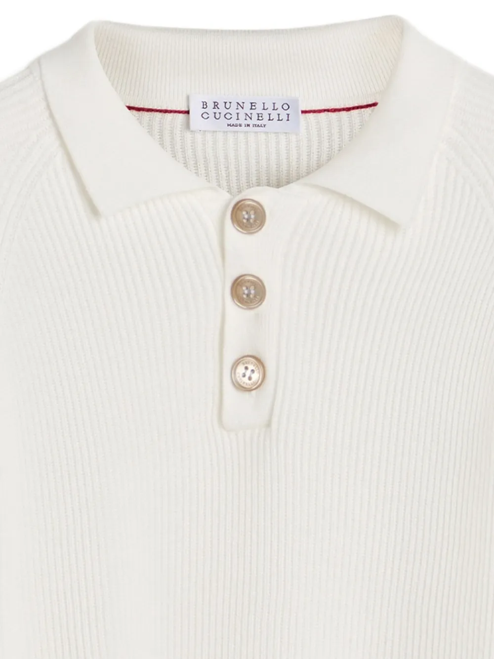 Трикотажная рубашка поло Brunello Cucinelli Kids, белый — фото 4