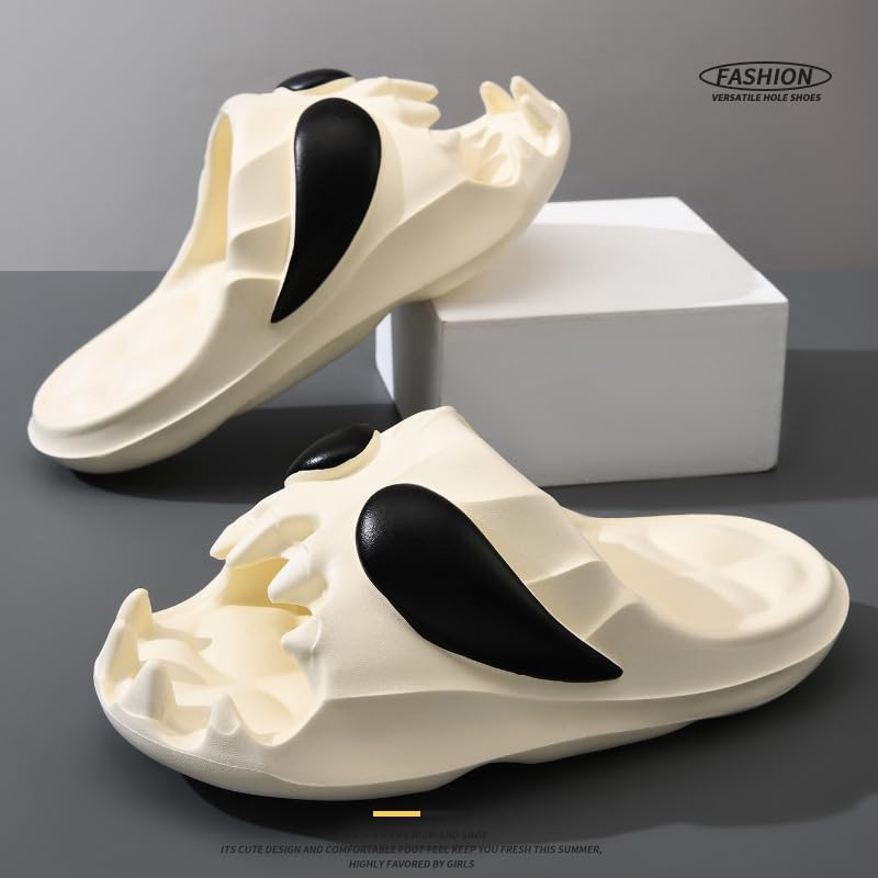 FSwinder Skull Ghost Slides, спортивные сандалии, противоскользящие облачные тапочки для мужчин и женщин, удобные домашние туфли с открытым носком, домашние туфли для открытого пальца, Хэллоуин Skull Slides, толстые мягкие туфли для душа, белый — фото 4
