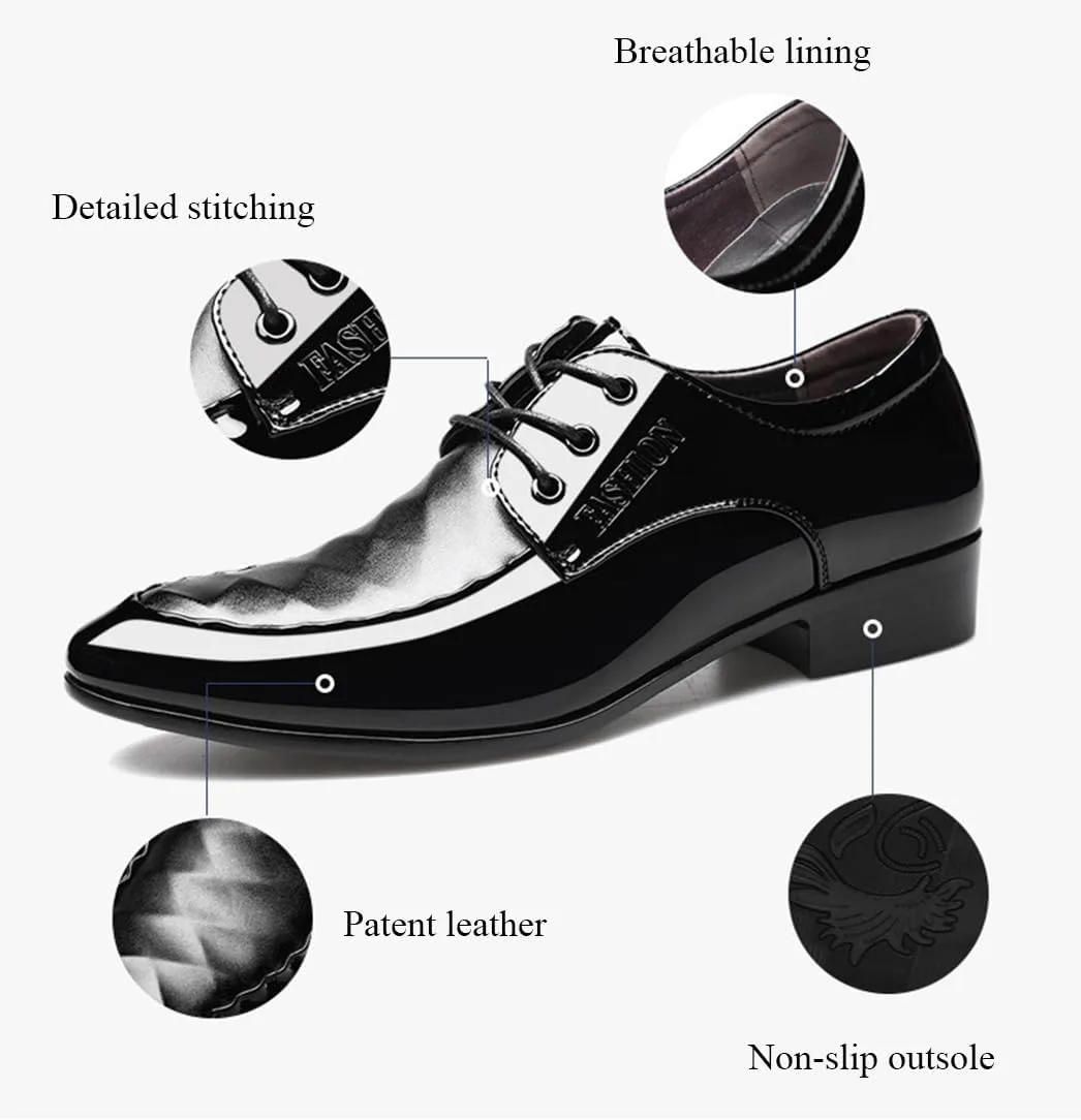 

Черные туфли-дерби для мужчин, деловые туфли-оксфорды, модные лакированные туфли на шнуровке для офиса, работы и официальных мероприятий KYOESCAI, черный