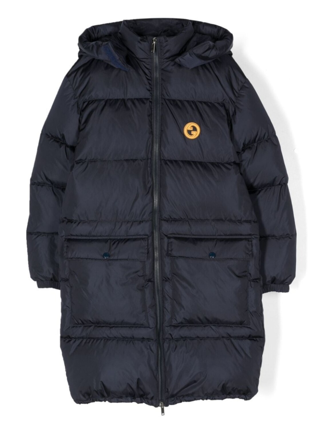 

Gucci Kids пуховик с капюшоном и логотипом Interlocking G, синий