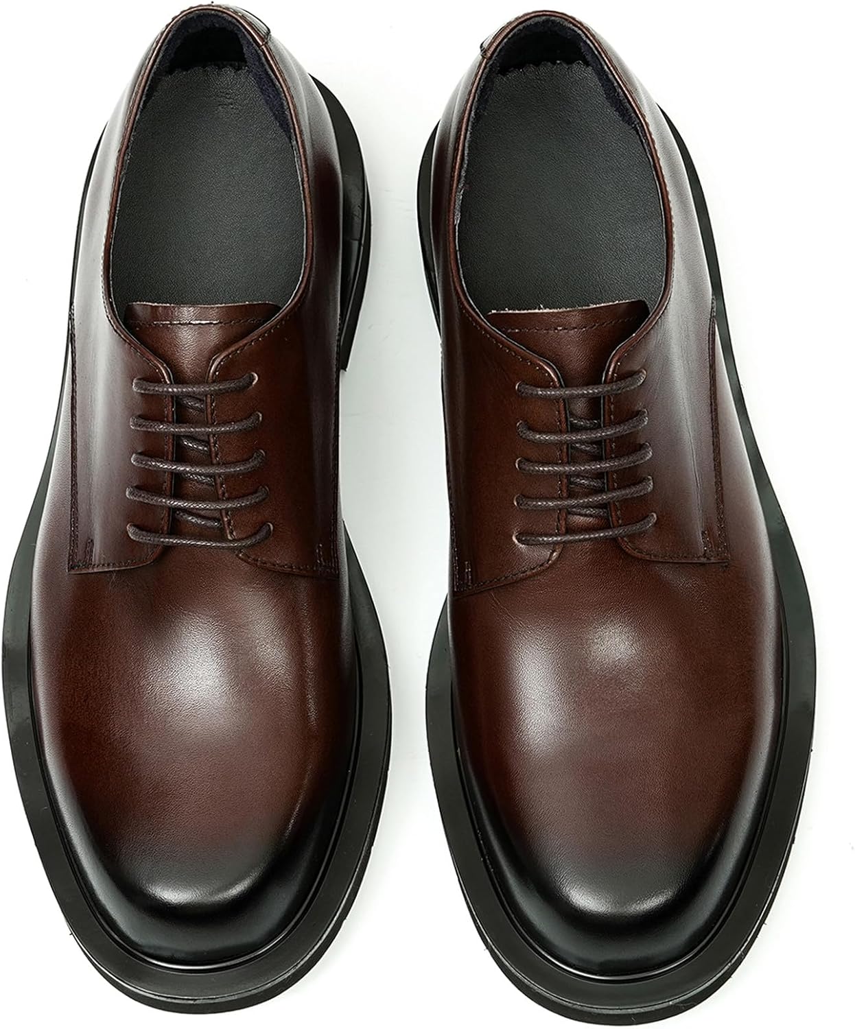 Мужские туфли Santimon Oxfords, формальные дерби, из натуральной кожи, с гладким носком, современные модельные туфли для костюма, модные, легкие, для выпускного, свадьбы, смокинга, бизнеса и повседневной носки, удобные, Coffee — фото 4
