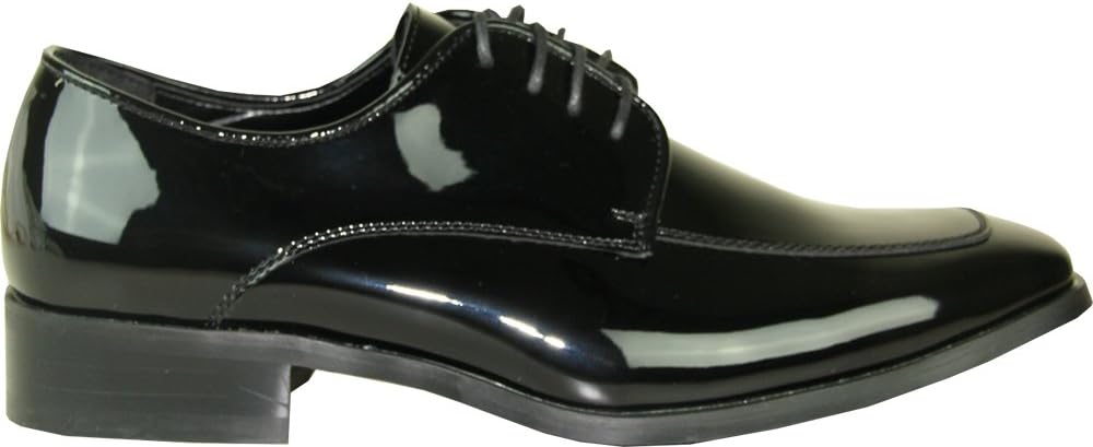 Мужские туфли VANGELO TUX-7 с смокинговым дизайном, двухцветные, модный носок типа 'мокасин', из материала, не мнущегося, черно-белые лакированные — фото 4