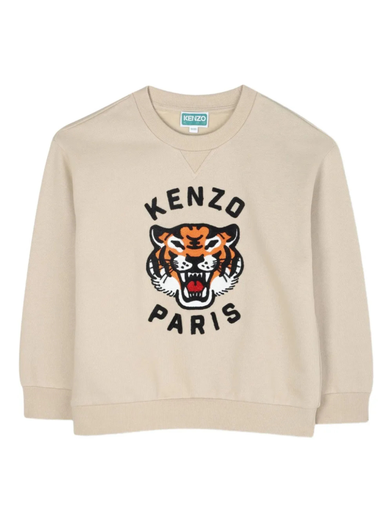 

Толстовка с круглым вырезом и вышитым тигром Kenzo Kids, нейтральный