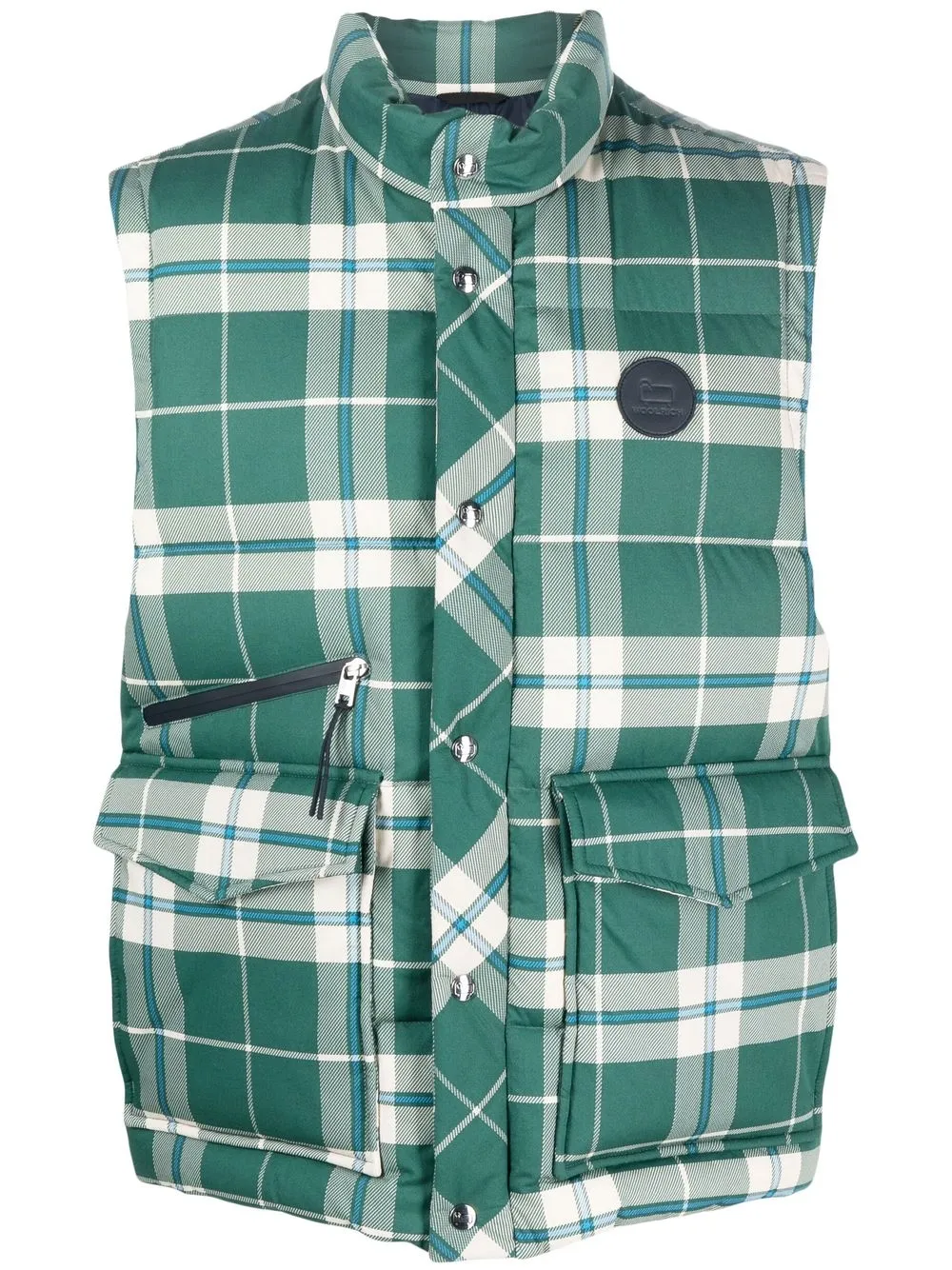

Стеганый жилет в клетку Woolrich, зеленый