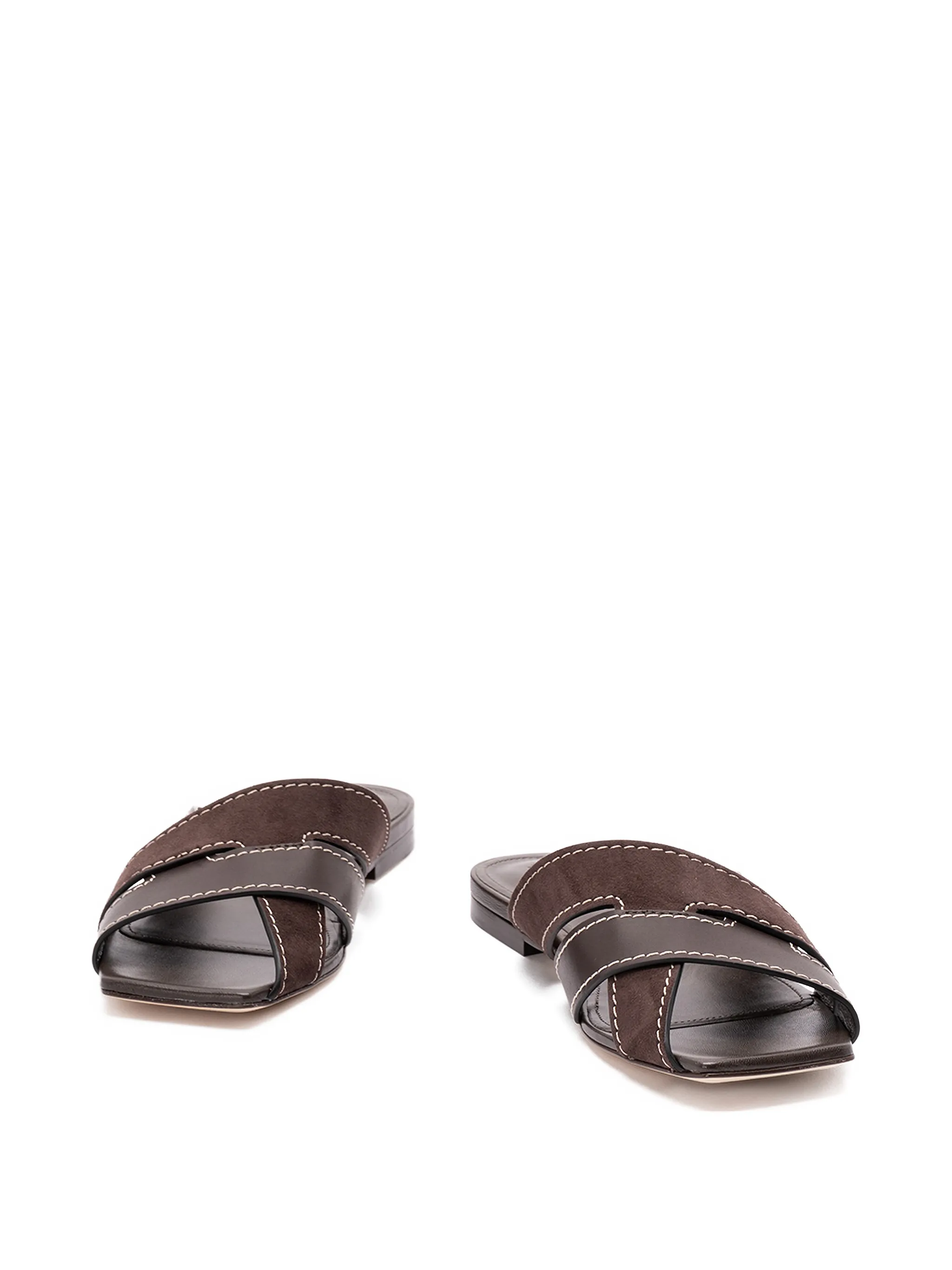 Сандалии на плоской подошве с перекрещивающимися ремешками Tod'S, коричневый — фото 4