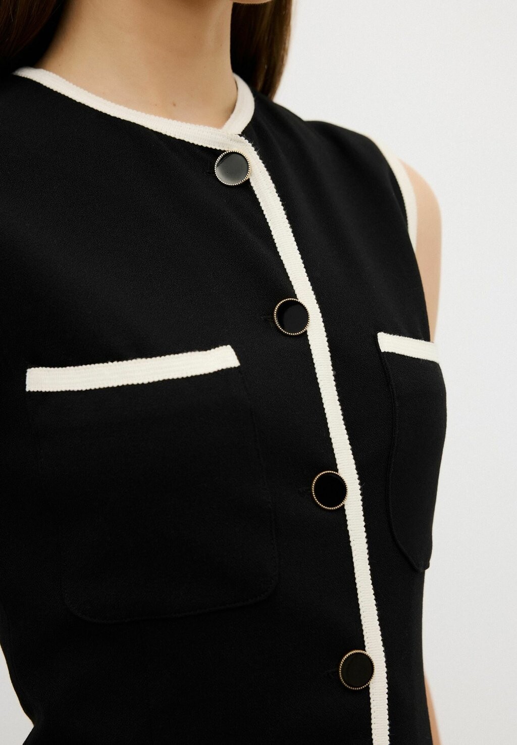

Платье-футляр STRIPE DETAILED SLEEVELESS adL, черный