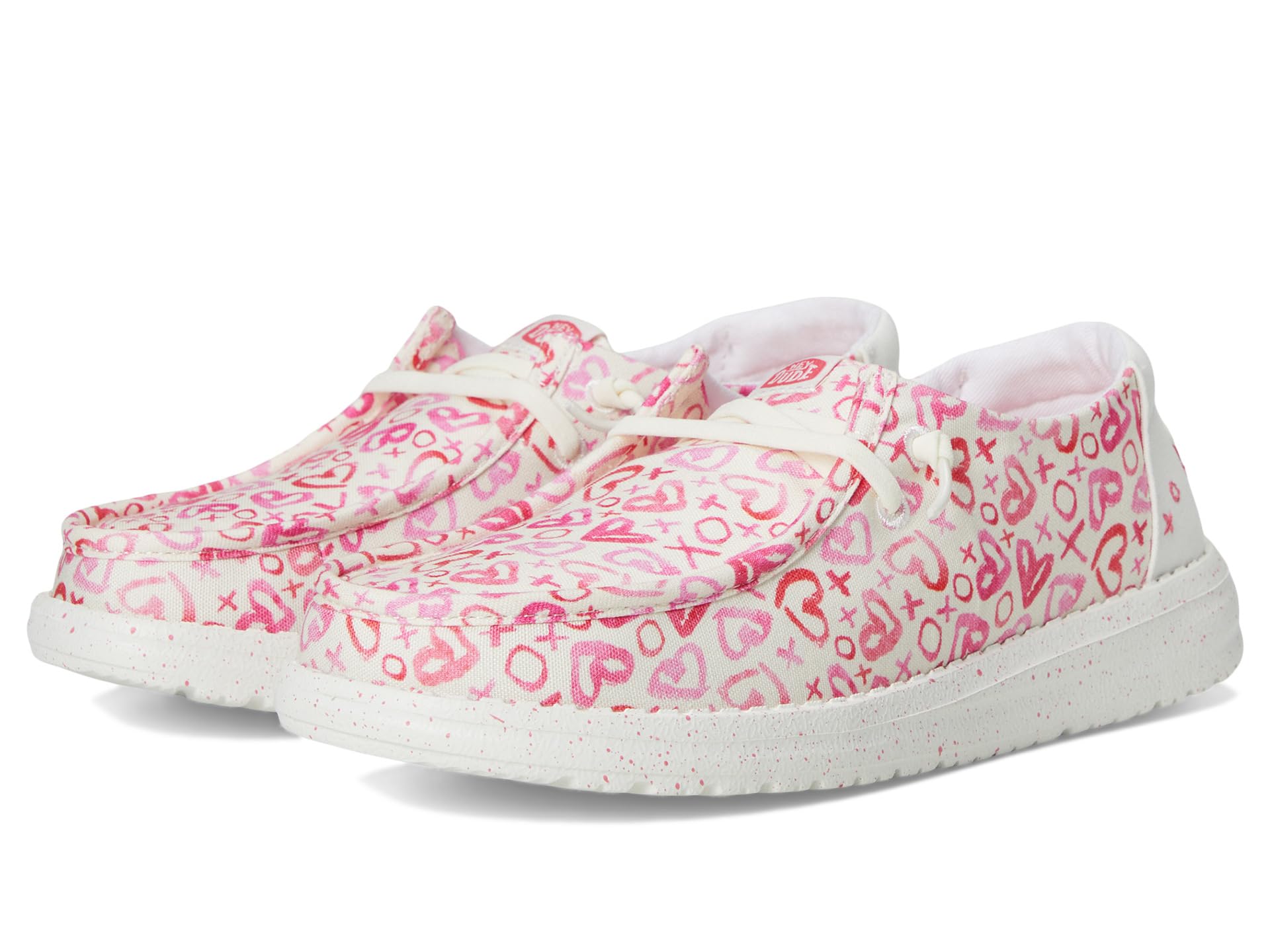 Туфли Hey Dude Kids Wendy Watercolor Hearts, цвет Pink/White