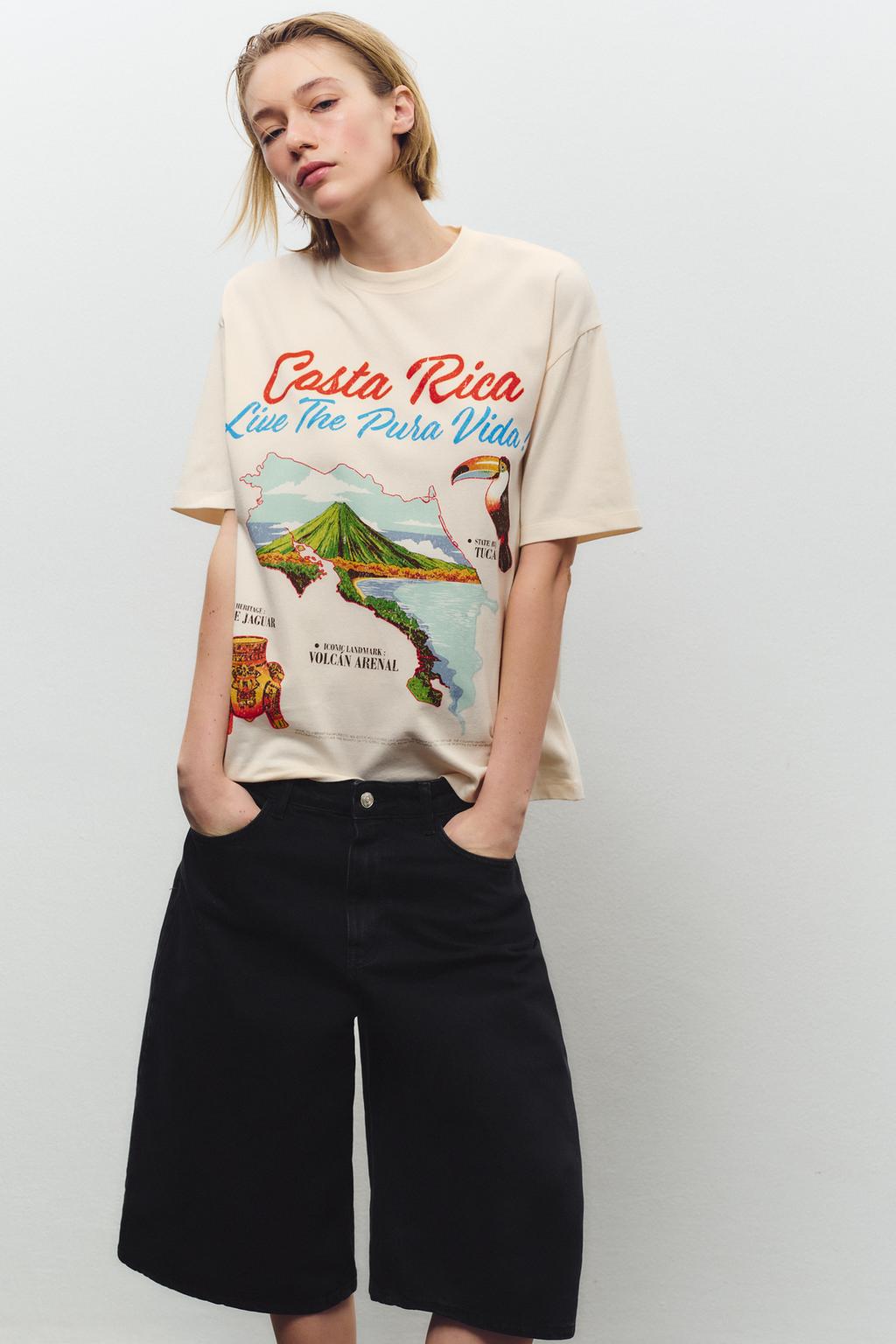 

Футболка из коста-рики ZARA, бежевый