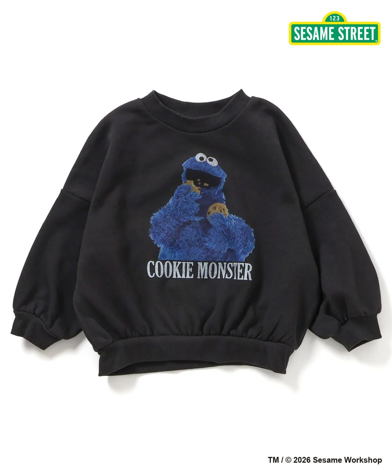 Свитшот с принтом Sesame Street, хлопок, чёрный — фото 2