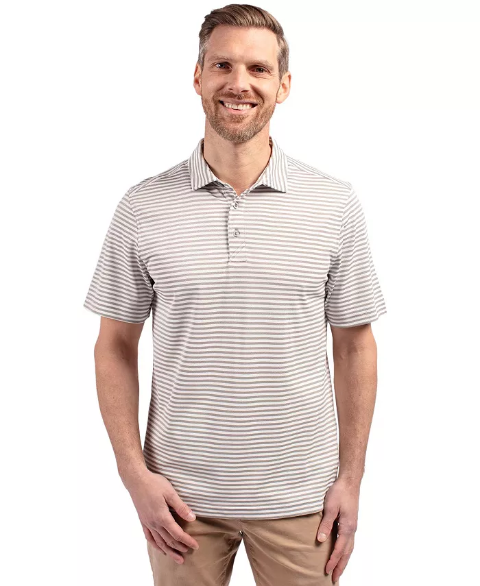 

Мужская рубашка поло Virtue Eco Pique Stripe из переработанного материала для высоких мужчин Cutter & Buck, серый