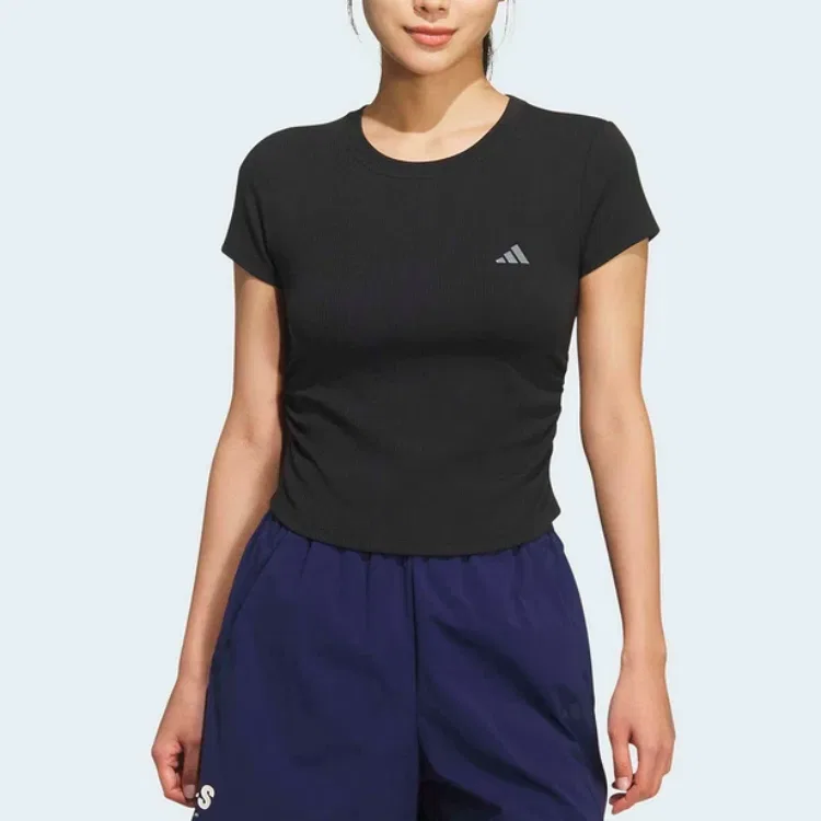 Футболка женская Black с круглым вырезом, средней посадки Adidas — фото 3