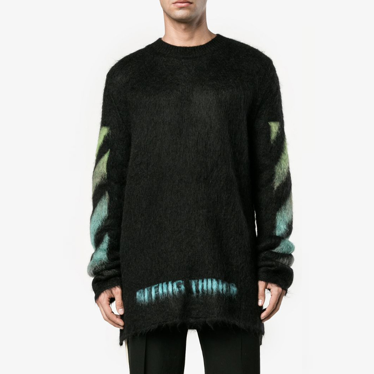 OFF-WHITE OFF WHITE свитер свободного кроя мужской сине-зеленый — фото 4