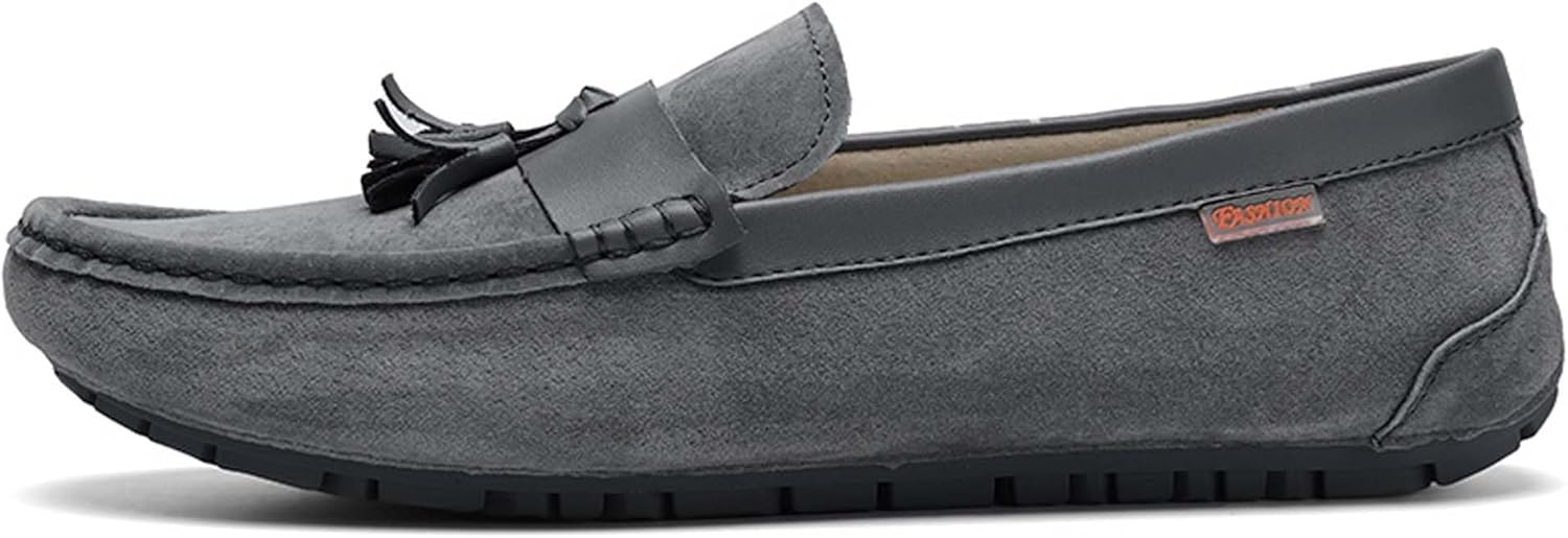 

Мужские пенни-лоферы из модного замша, деловая и повседневная обувь для прогулок, вождения, с противоскользящей подошвой, для офиса, банкетов, свадеб, костюмов и платьев, кожаные туфли Generic, серый