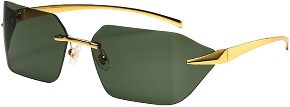 

MUTYNE Безободковые солнцезащитные очки, модные женские, металлические, золотистые, многоугольные, квадратные, солнцезащитные очки для мужчин, зеленые и синие, Gold With Green