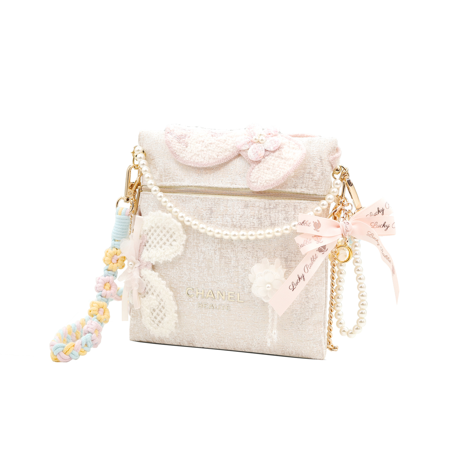 CHANEL Складной косметичка Love Letter Classic Logo полиэстер конверт косметичка инструменты для макияжа white — фото 3