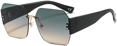 

Модные солнцезащитные очки без оправы для женщин, квадратные очки-маски, трендовые женские солнцезащитные очки с защитой от УФ-излучения, винтажные очки MTZJH, C5black-greenbrown