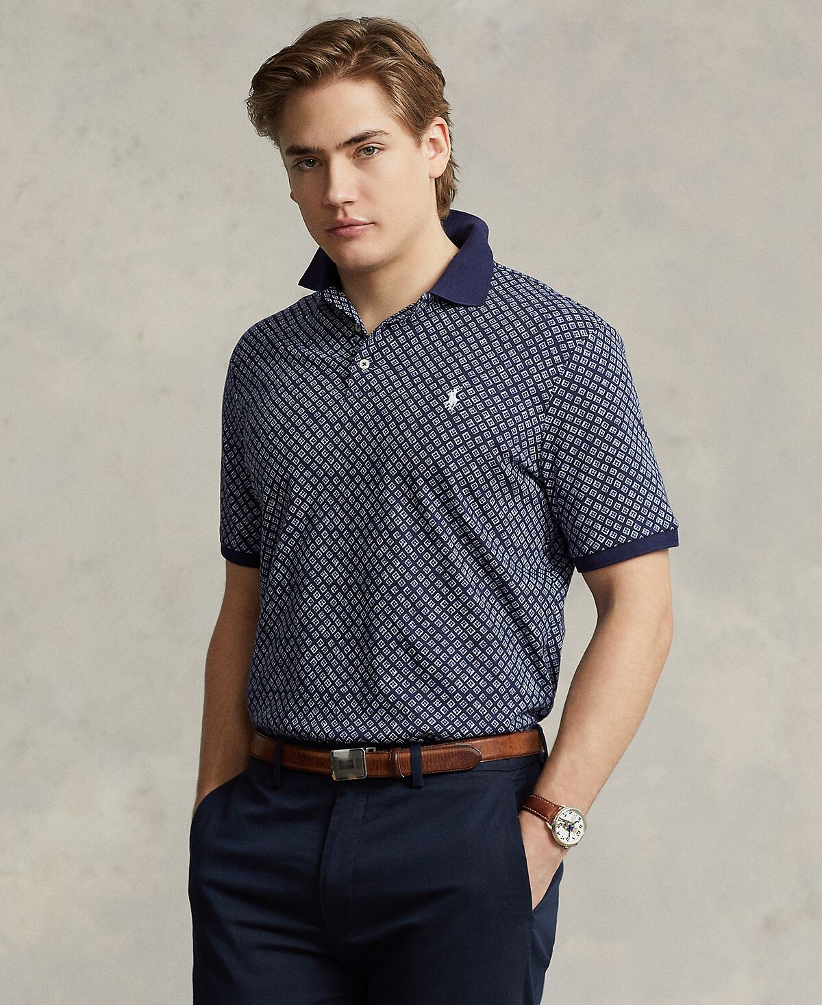 

Мужская рубашка поло из мягкого хлопка классического кроя с принтом Polo Ralph Lauren