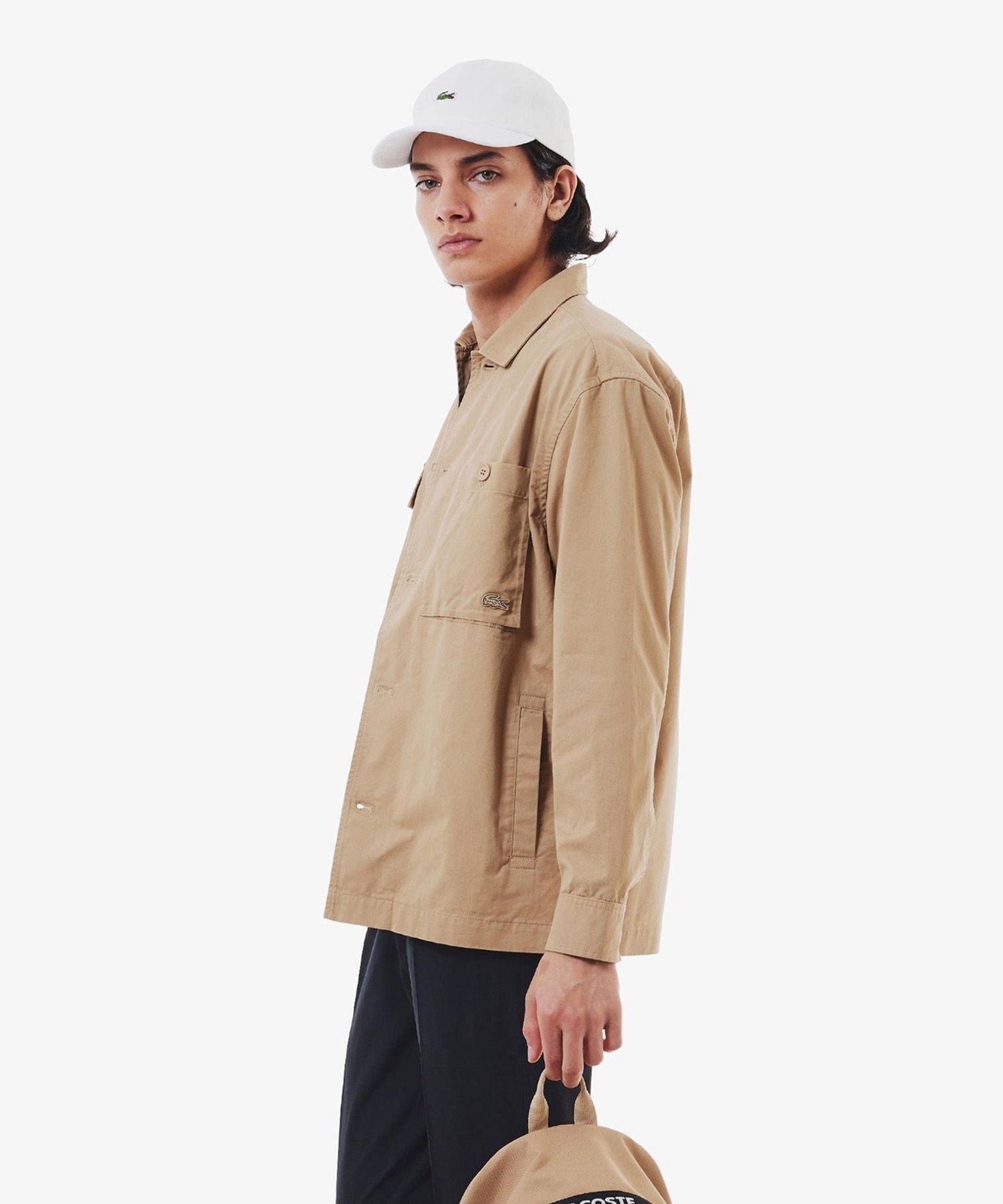 Рабочая рубашка-куртка из хлопчатобумажной саржи LACOSTE, Beige — фото 3