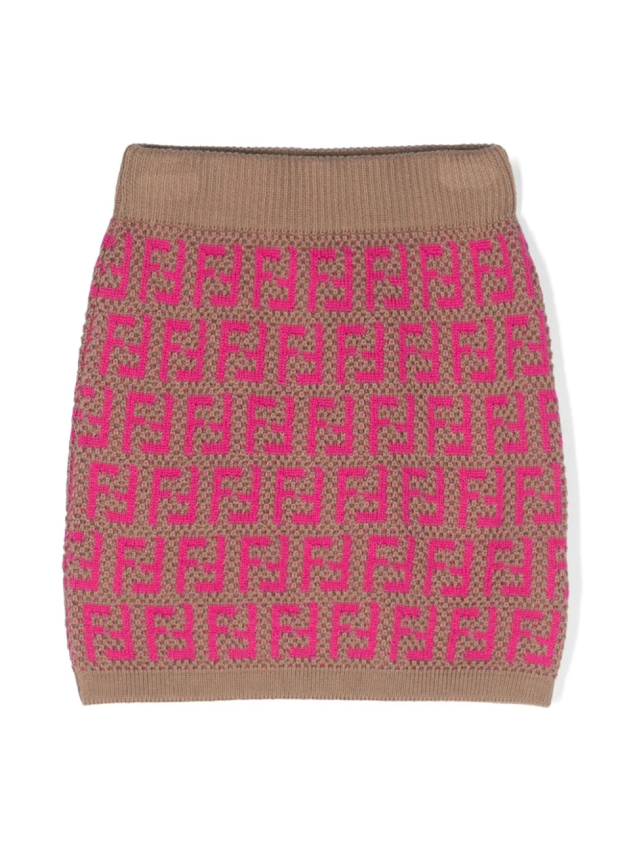 

Трикотажная юбка с логотипом FF Fendi Kids, розовый