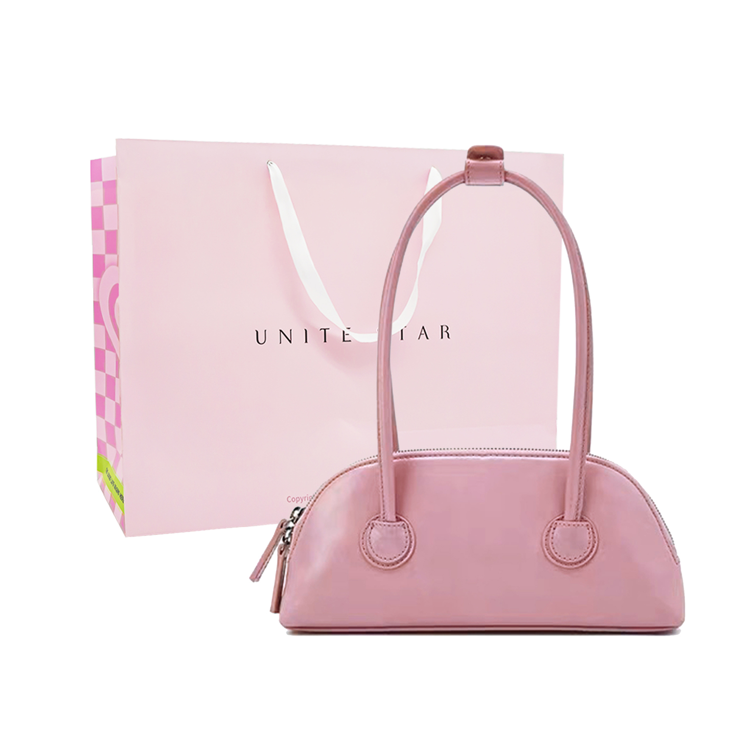 

UNITE STAR Бостонская сумка через плечо женская розово-черная, Pink, Shopping Bag