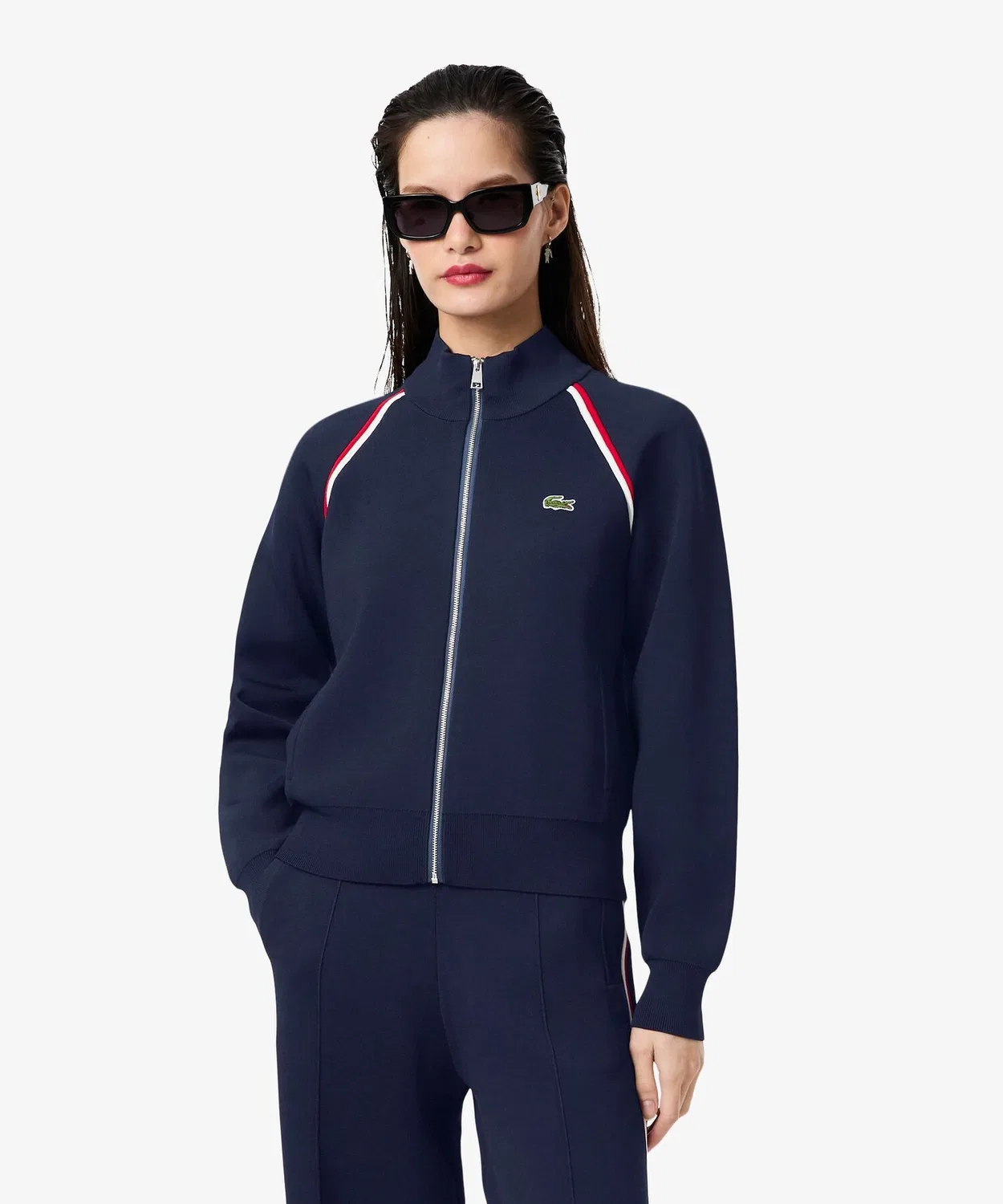 Толстовка Lacoste темно-синяя, вискозный трикотаж, логотип-крокодил — фото 2