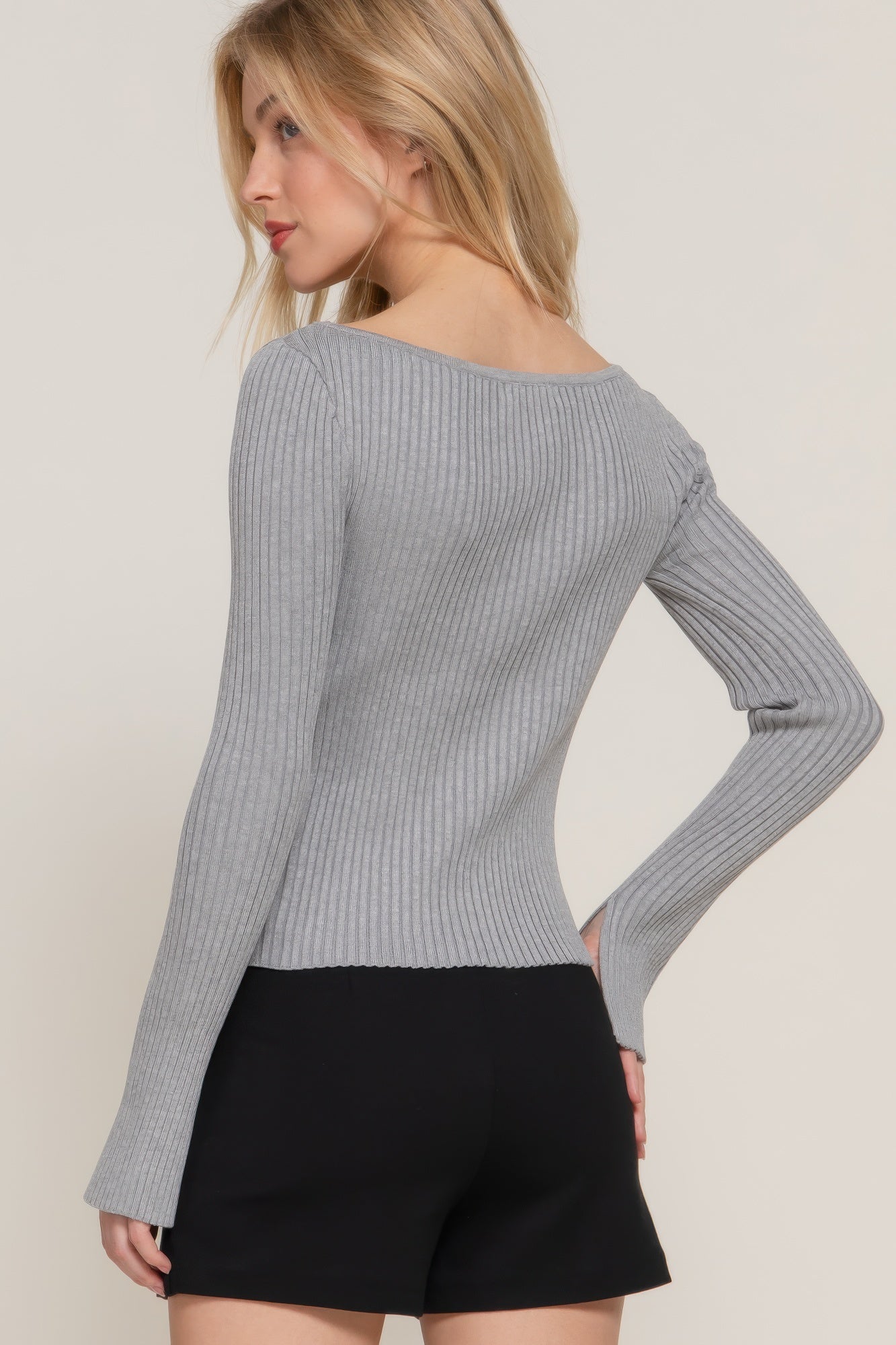 

Свитер с длинными рукавами и вырезом-лодочкой FASHNZFAB, цвет heather grey