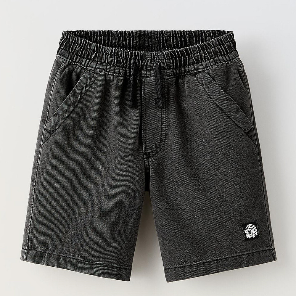 

Шорты Zara Denim Bermuda With Drawstrings And Label, черный