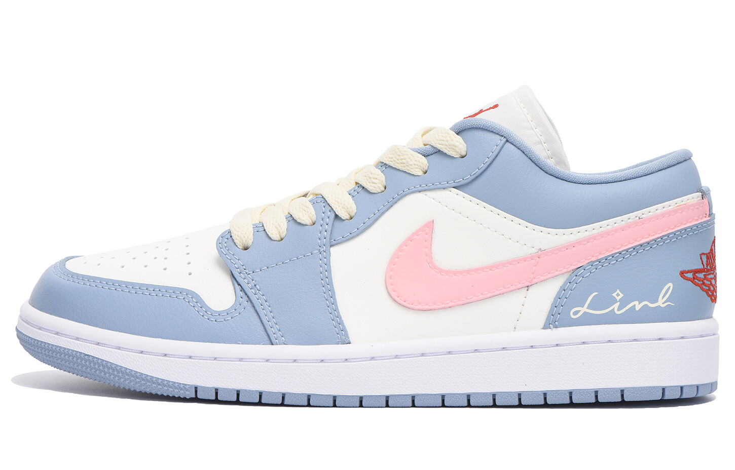 

Кроссовки Air Jordan 1 Vintage Basketball Shoes Women's Low-top White/Blue/Pink, белый/синий/розовый