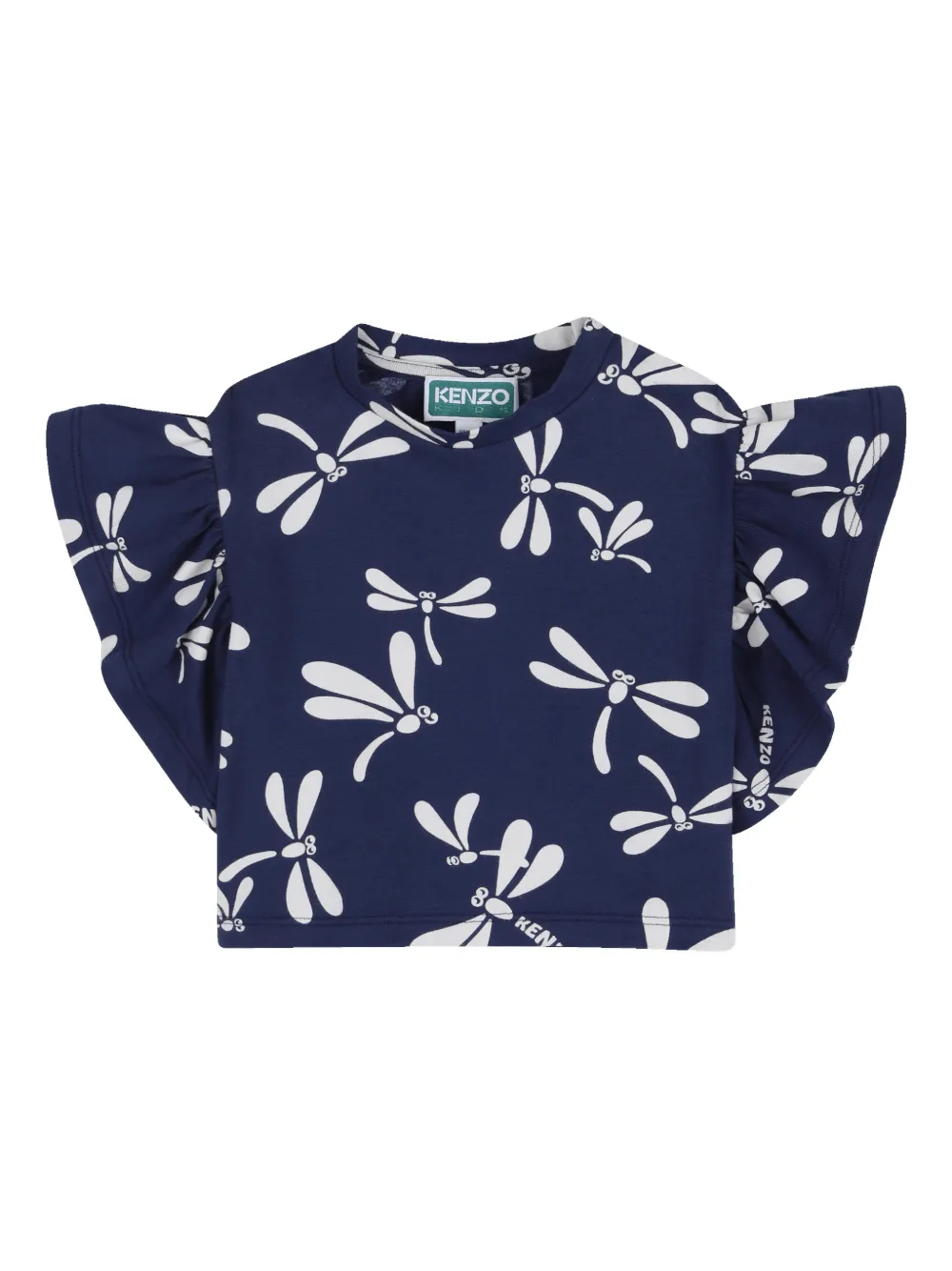 

Топ с цветочным принтом и оборками Kenzo Kids, синий