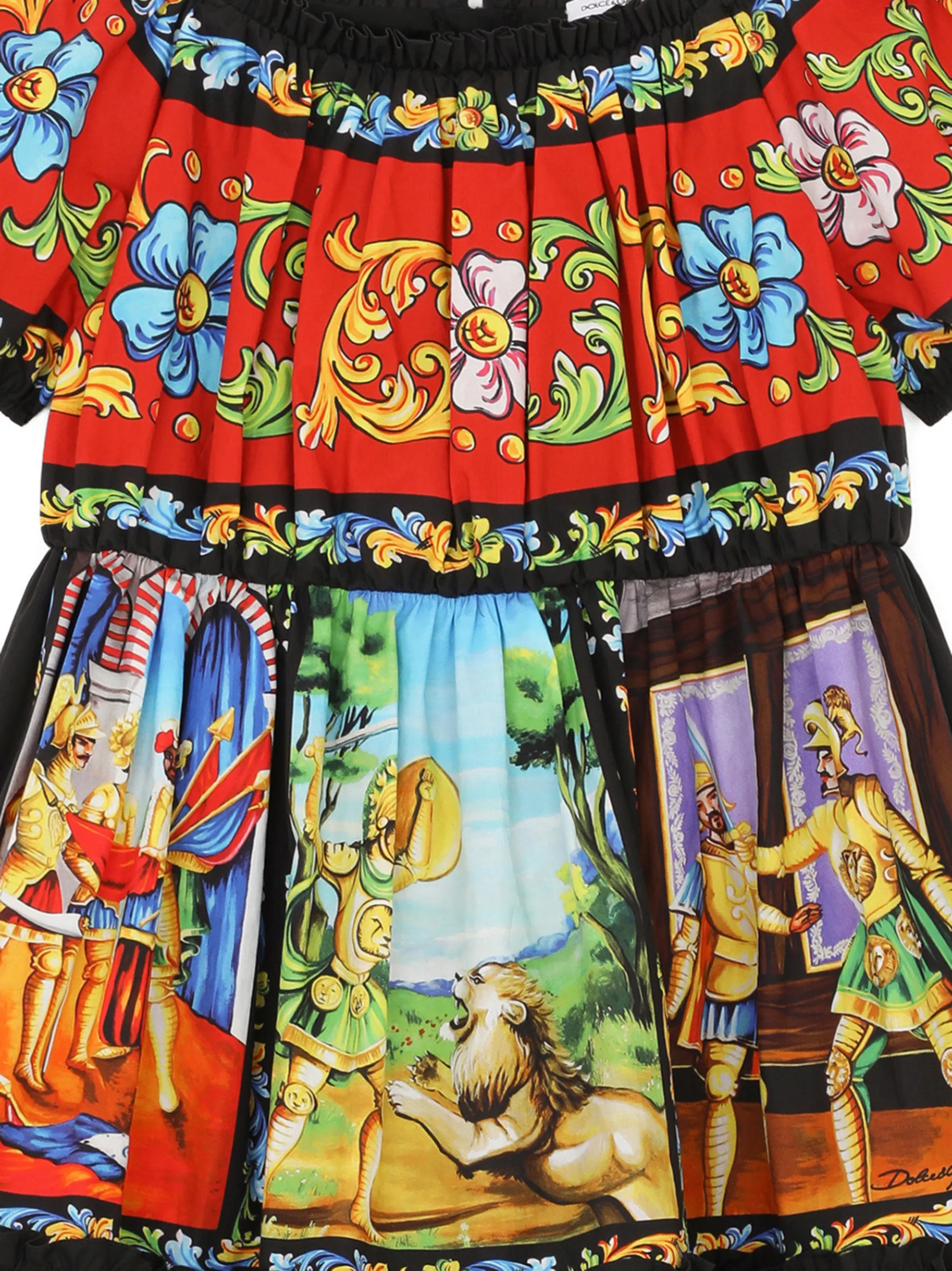 Поплиновое платье с принтом Carretto Dolce & Gabbana Kids, красный — фото 3