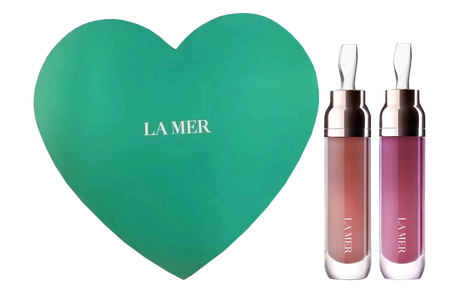Limited Heart Box Serums Блеск для губ питательный, натуральное увлажнение 7мл*2 LA MER, two-piece set: #01 coral светло оранжевый lip gloss 7ml+#02 sunset cloud коричневый essence lip gloss 7ml — фото 3