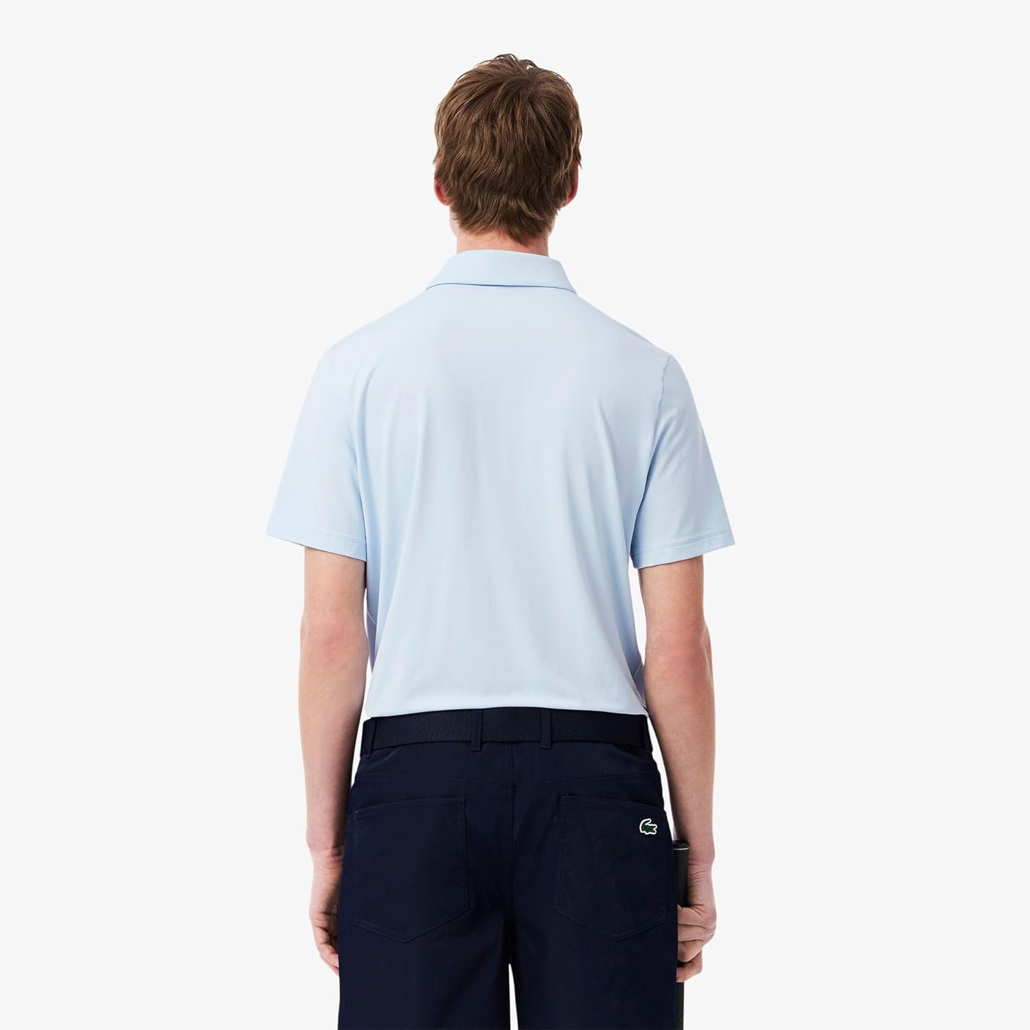 Мужская поло-рубашка Lacoste (официальная) с панельной каймой, ультрасухая, светло-синий — фото 2