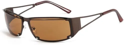 

Солнцезащитные очки 2026 года с полой огранкой, мужские, модные, для уличной фотографии, хип-хоп, вогнутый стиль, женские солнцезащитные очки MTZJH, Brown