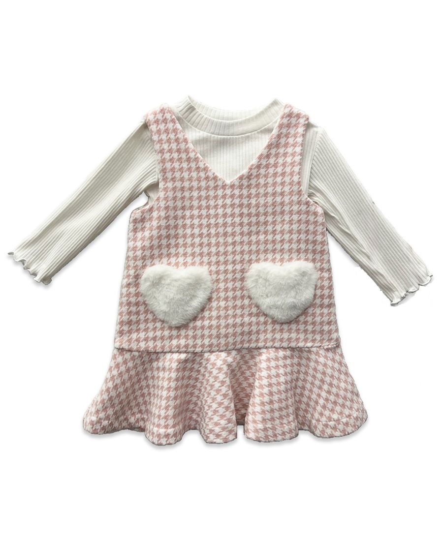 

Детский комплект для девочек: футболка с высоким воротником и джемпер с длинными рукавами, 2 предмета Blueberi Boulevard, Pink/White