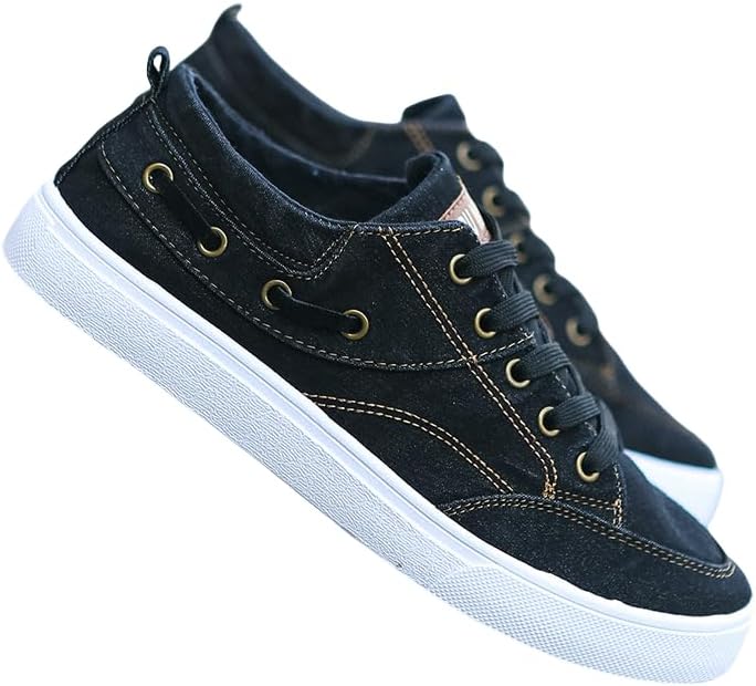 

Мужские дышащие кроссовки из холста, повседневные низкие, подходят для улицы или вождения, всесезонные шнуровки для скейтборда Hhhchpm, черный