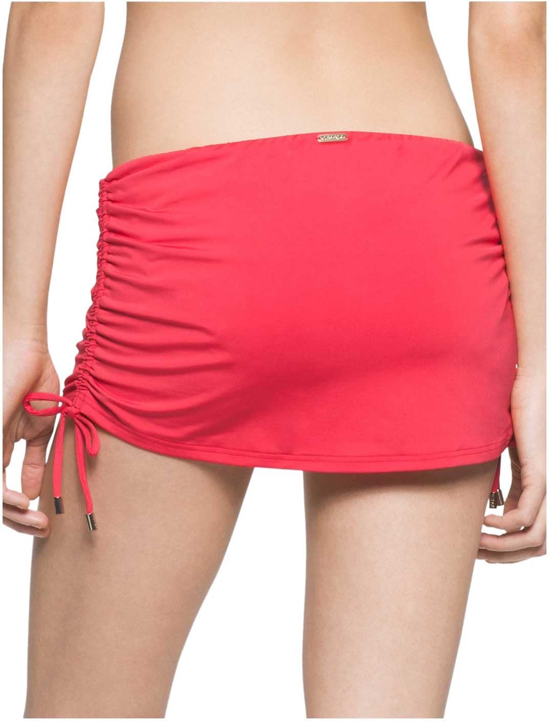 Женские плавки-бикини Calvin Klein с заниженной талией, сборками по бокам и юбкой, Watermelon Solid — фото 2