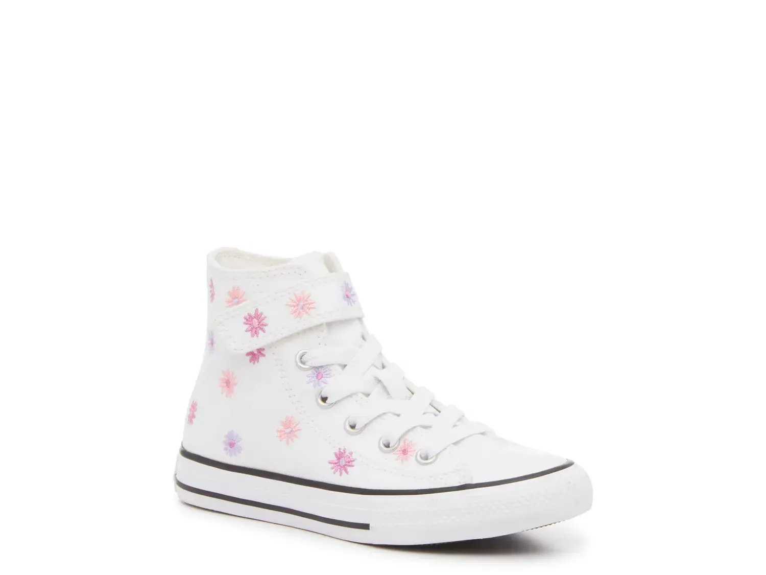 

Кроссовки Chuck Taylor All Star High-Top - детские Converse, White/Pink/Purple Daisy Embroidery