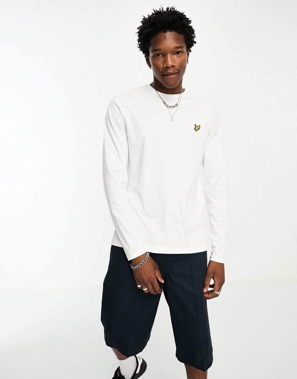 

Белая футболка с длинными рукавами и логотипом Lyle & Scott, Белый, Белая футболка с длинными рукавами и логотипом Lyle & Scott