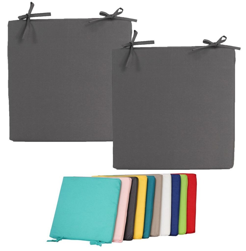 

JACK Подушка для уличного стула 40x40 см Подушка для отдыха Водонепроницаемая подушка для сиденья Эффект садового лотоса, Цвет: Антрацит, Количество: 2x, серый