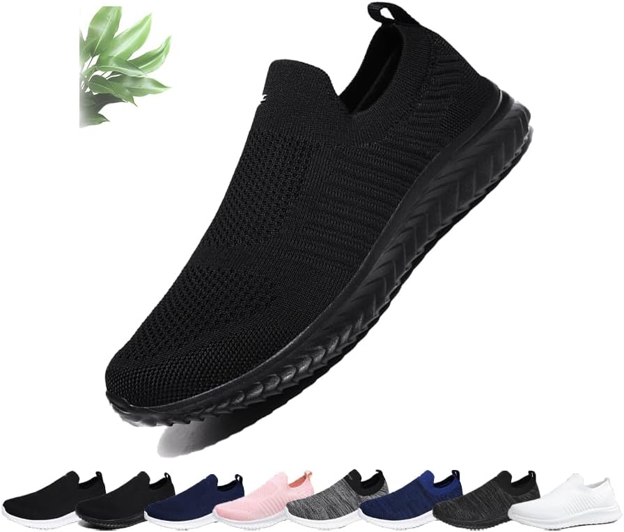 

Женские и мужские кроссовки-носки для ходьбы, дышащие, вязаные, для тенниса и тренажерного зала, без шнурков, повседневные, с сеткой, комфортные, легкие, противоскользящие Generic, All Black Women's6/Men's5