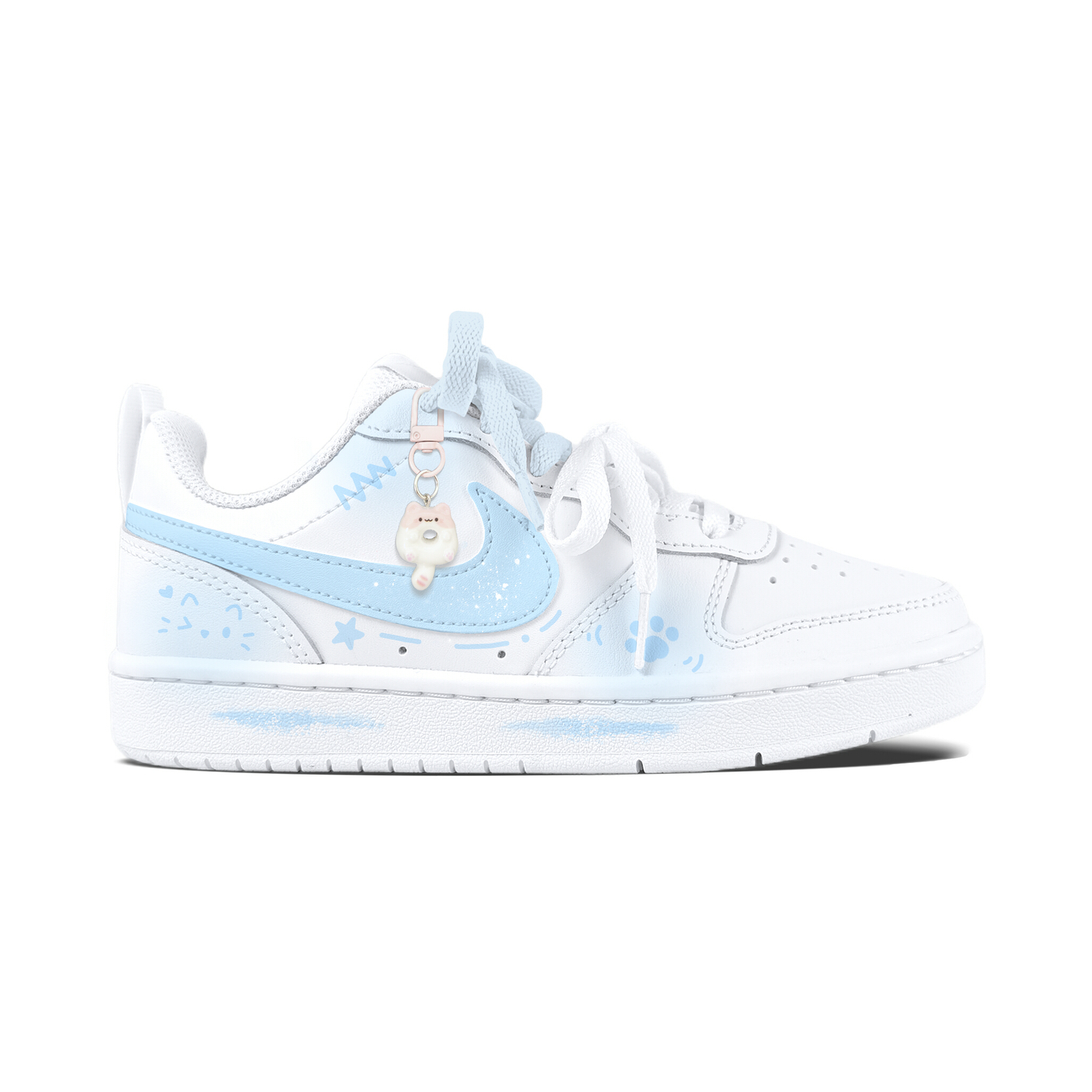 Nike Кроссовки для скейтбординга Court Borough Mismatched Anime Slip Resistant Abrasion Resistant для детей и подростков, синий и розовый — фото 4