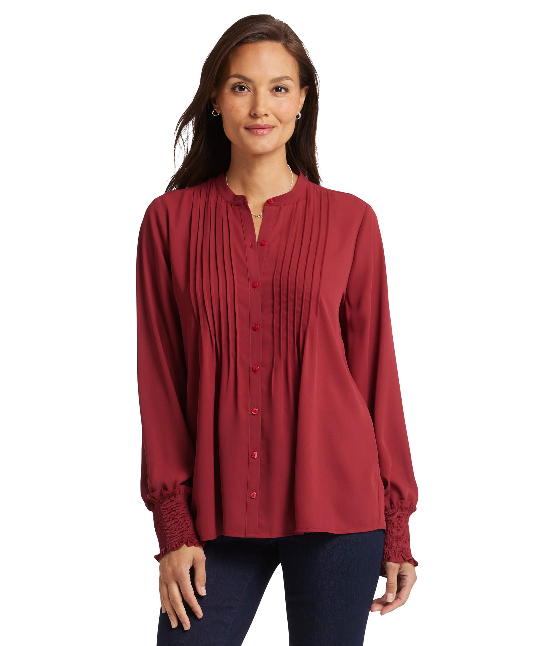 

Блуза NYDJ Pleated Peasant Blouse, цвет Wild Currant