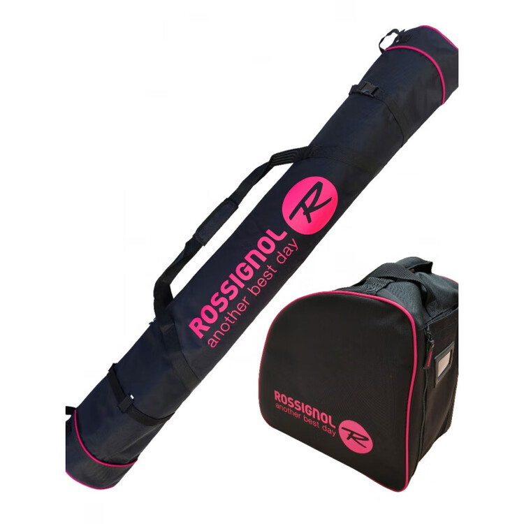 

Rossignol Сумка для лыжа для мужчин и женщин, двухслойная, с подкладкой, плотная, водонепроницаемая, износостойкая, черно-розовая, двухслойная, размер 145, размер M