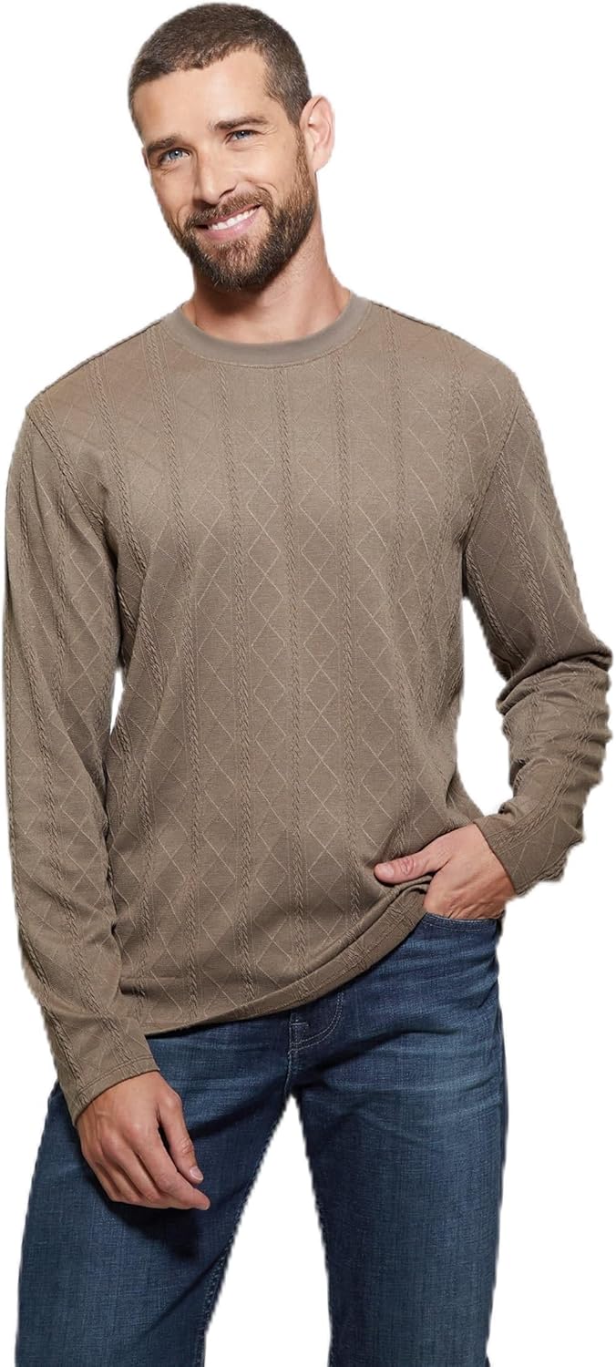 

GUESS Текстурированный трикотажный топ с длинным рукавом, Walnut Shell