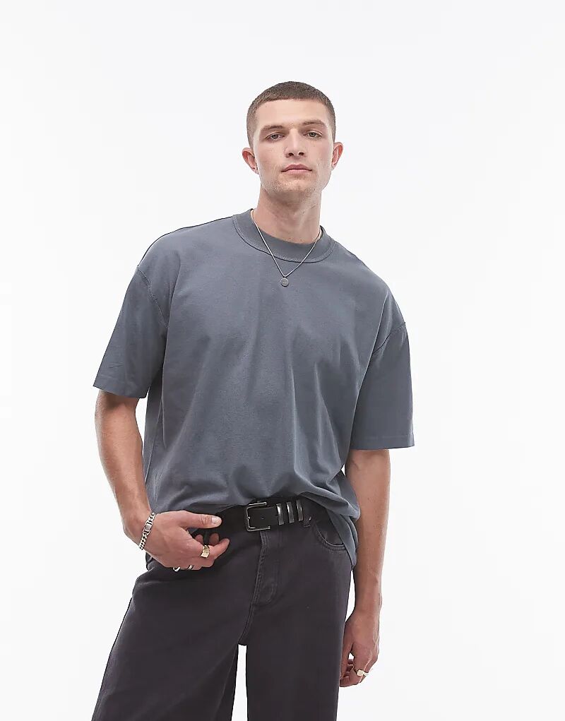 

Футболка Isac oversize пепельно-синего цвета AllSaints