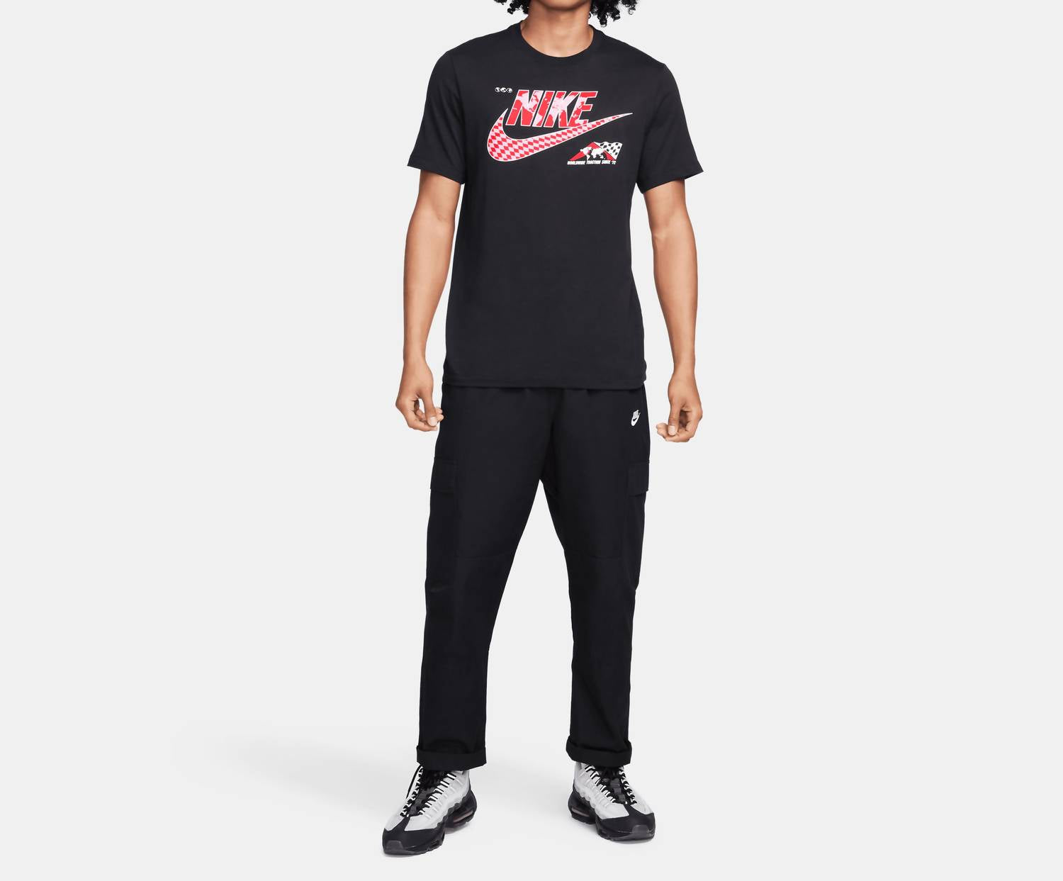 Мужская футболка с клетчатым флагом черного цвета Nike — фото 4