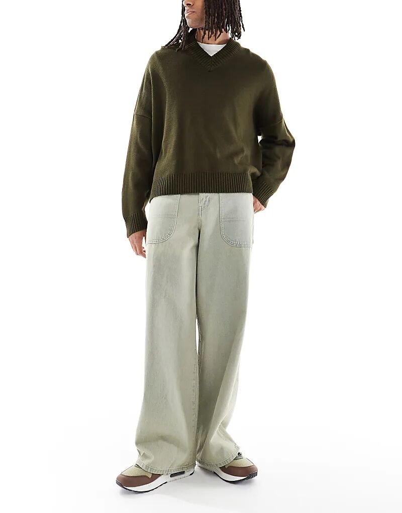 

Джинсы свободного кроя ASOS DESIGN с регулировкой сзади и тонировкой светло-голубого цвета